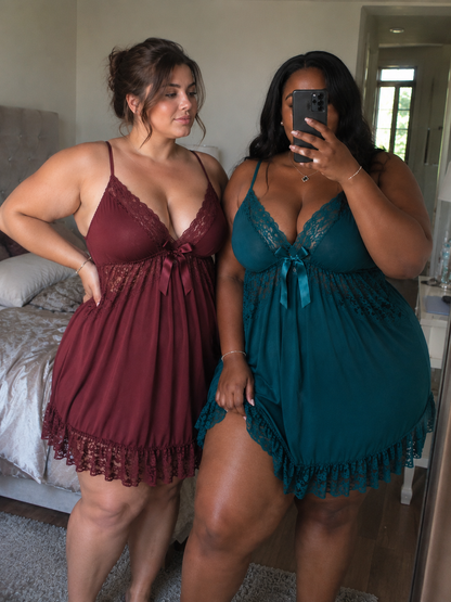 Nuisette Dentelle Grande Taille – XL/XXL bordeaux