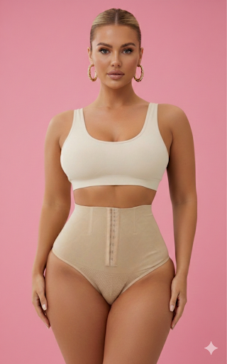 String Gainant Taille Haute corset beige