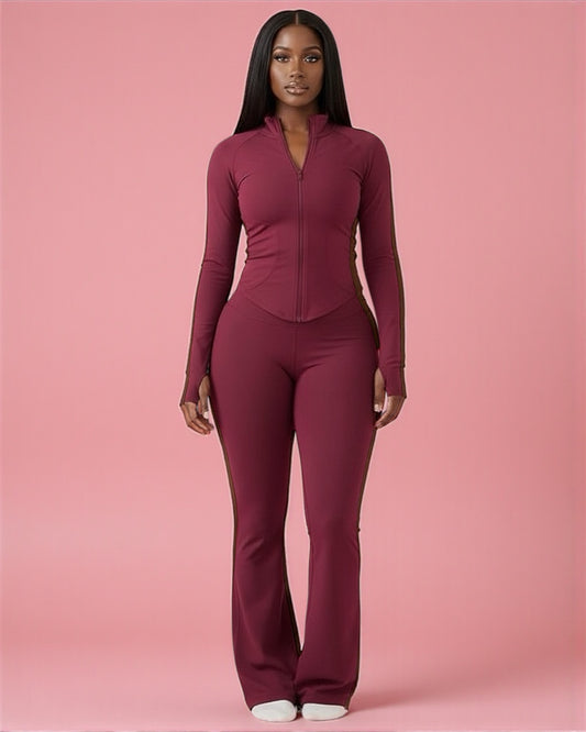 ENSEMBLE SCULPT polaire – bordeaux